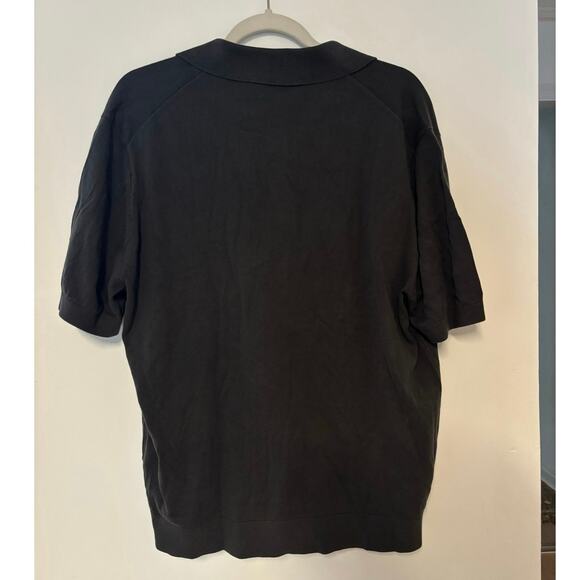 NWT Madewell Three-Button Sweater Polo Shirt In Black Coal Size L - Picture 6 of 6